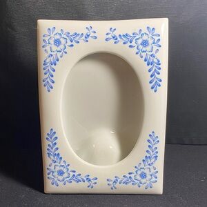 Vintage Shabby Chic Blue Flowers Toile Andrea by Sadek Ceramic Picture frame